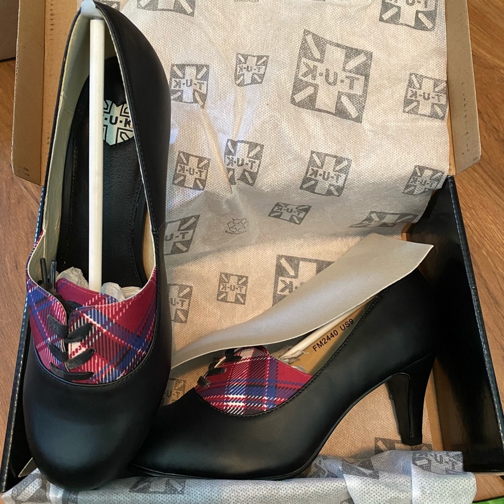 TUK Autumn plaid anti pop heels